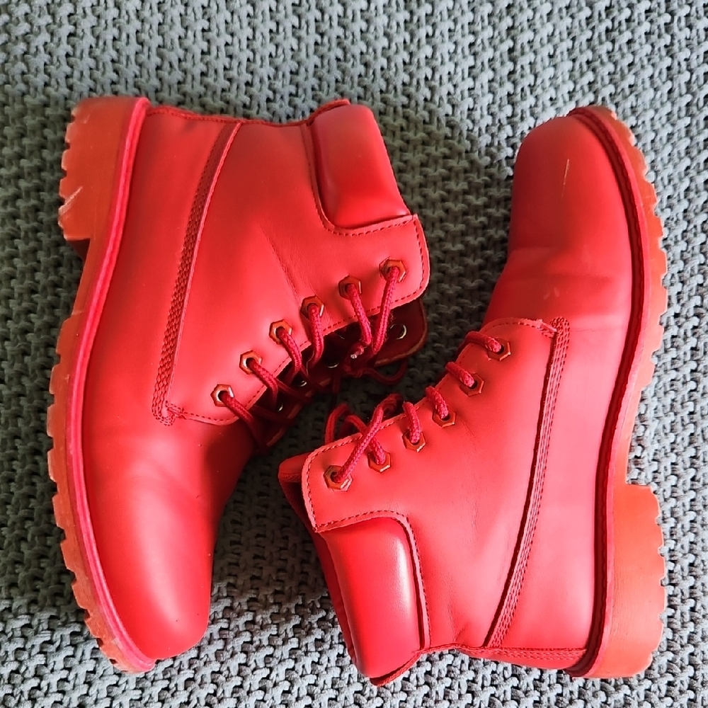 Red Hot Lace-Up Boots